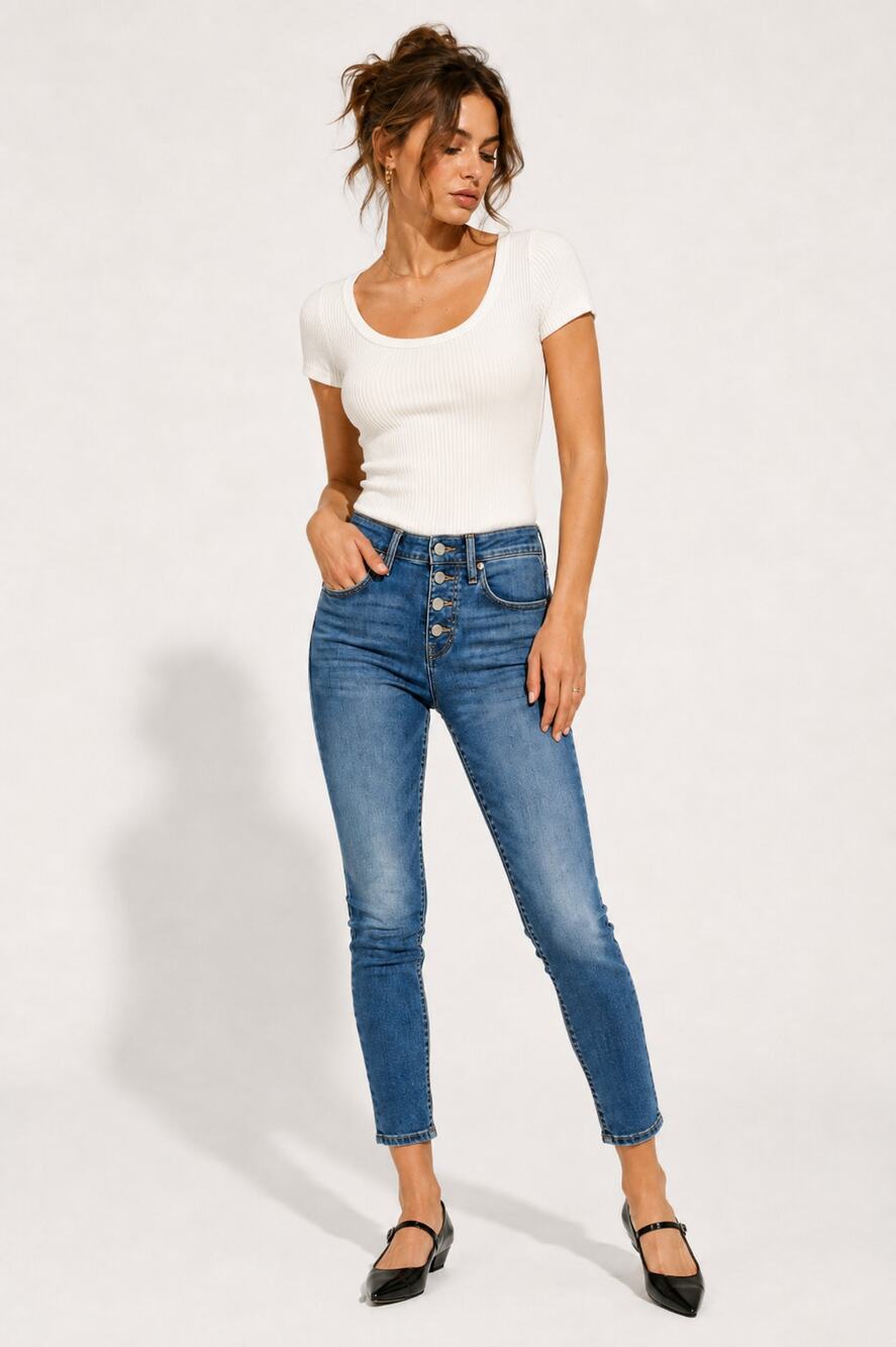 Lucky Brand Blue High Rise Skinny Jeans Womens 6 Button Fly Casual Classic Denim